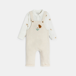 سالوبيت من الصوف الناعم وبودي من الجيرسي برسمة كلاب، للأطفال حديثي الولادة.